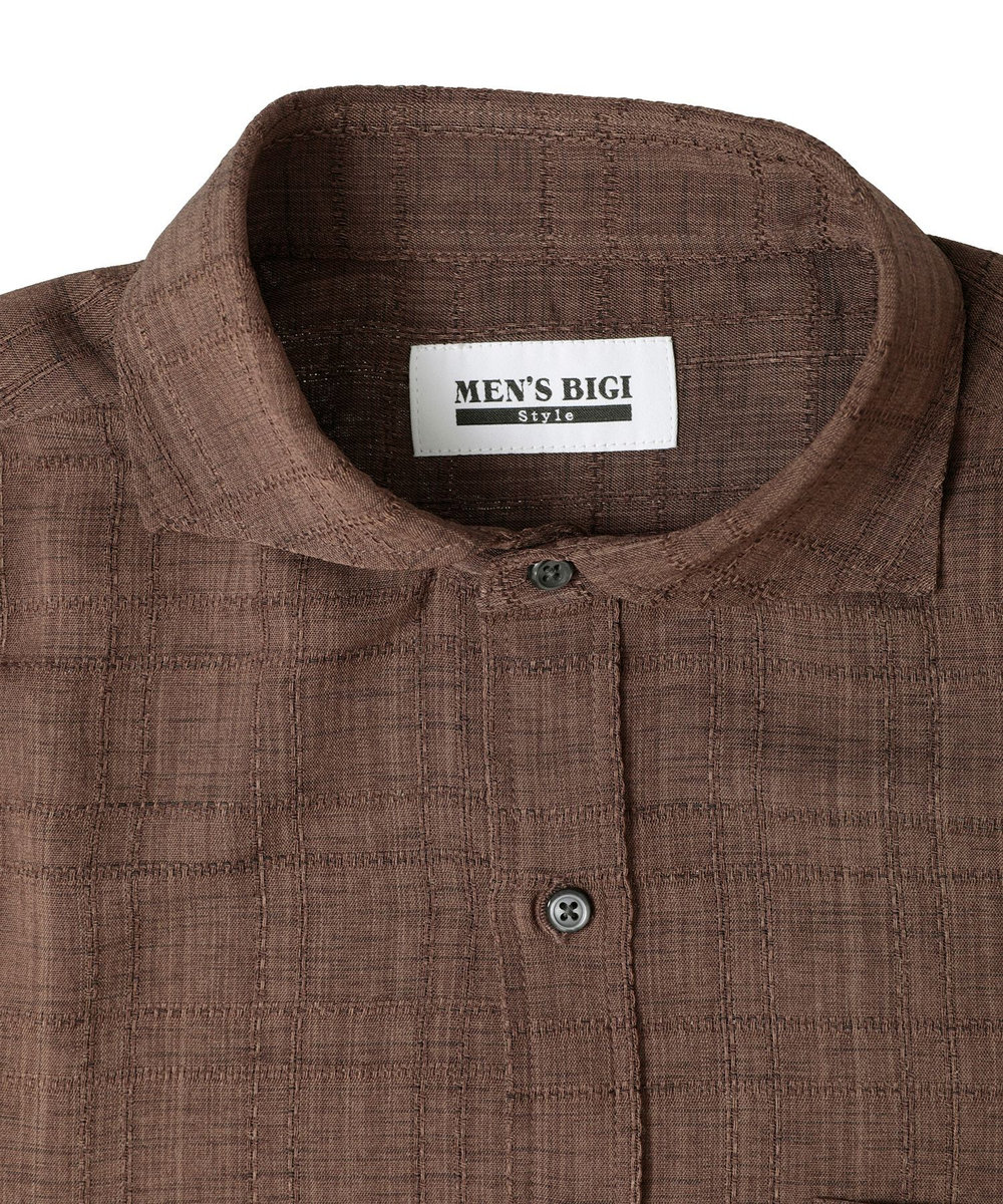 MEN'S BIGI ドビージャガードチェックシャツ ブラウン