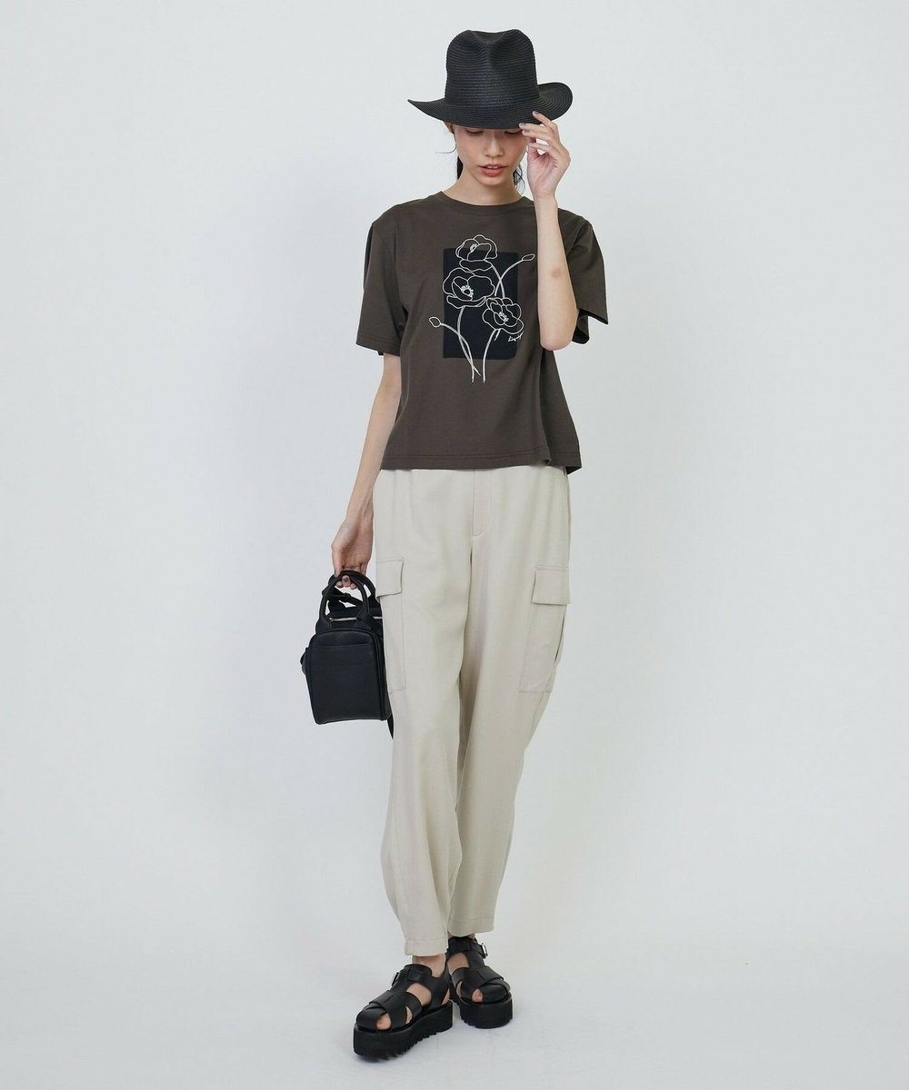 L'EQUIPE Lサイズ（大きいサイズ） 【大きいサイズ】オーバープリントTシャツ ブラウン