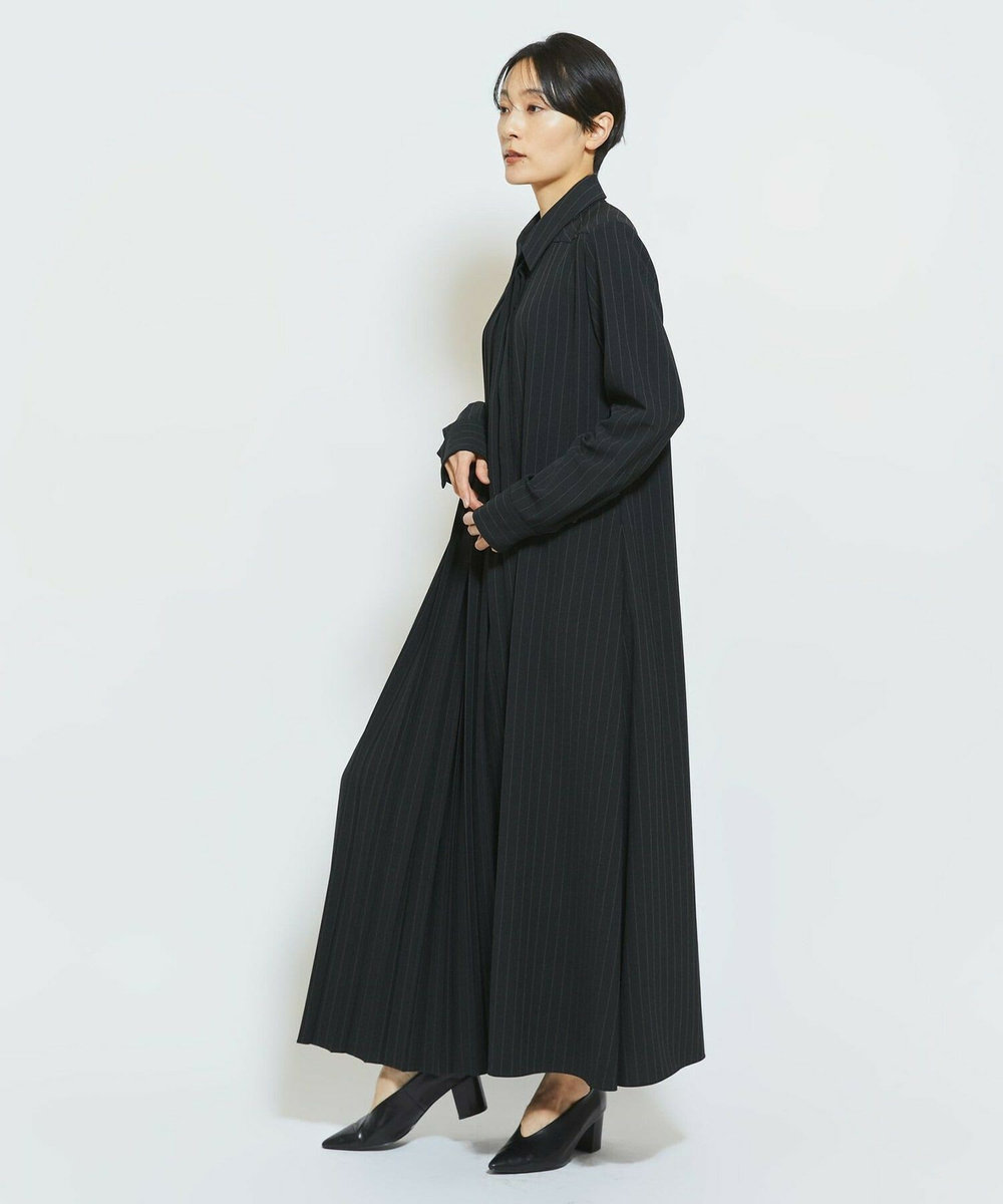 MOGA Collection MOGA Collection ストライプアシンメトリープリーツワンピース ブラック