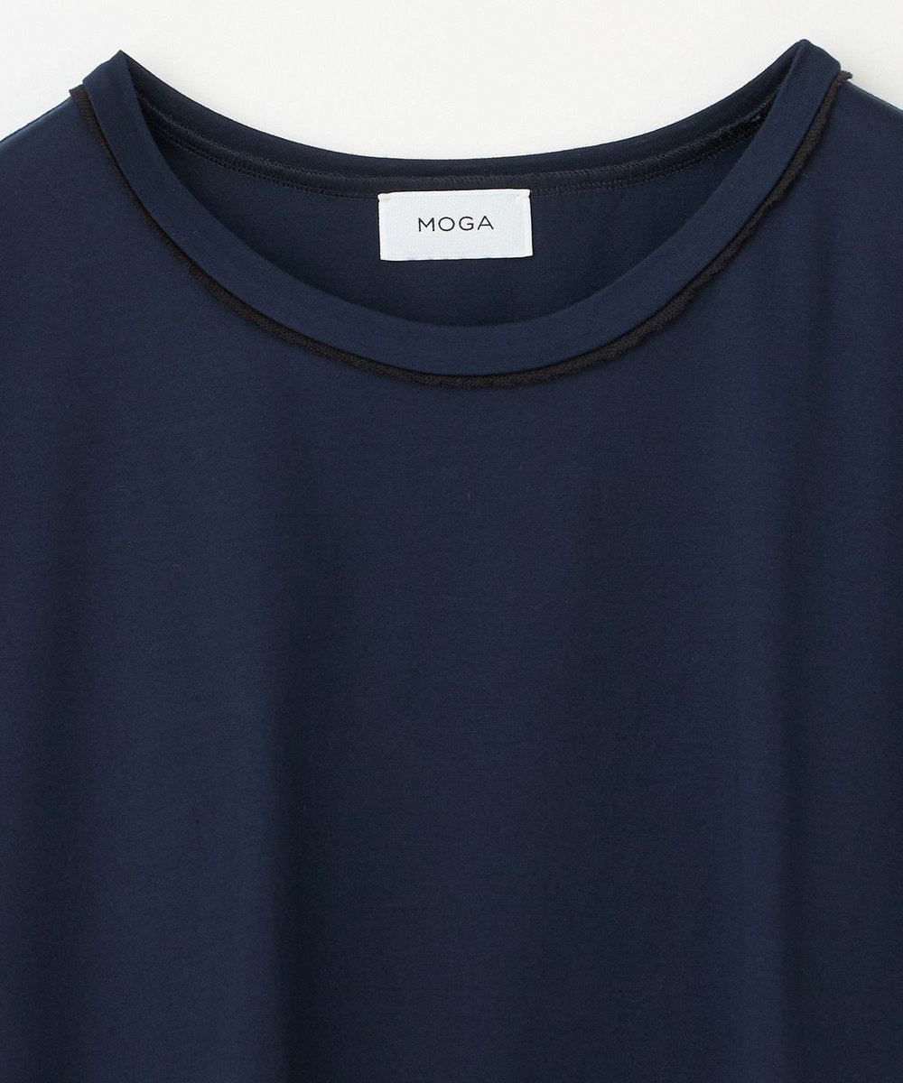 MOGA 60/2天竺メッシュレイヤードクルーネックTシャツ ネイビー