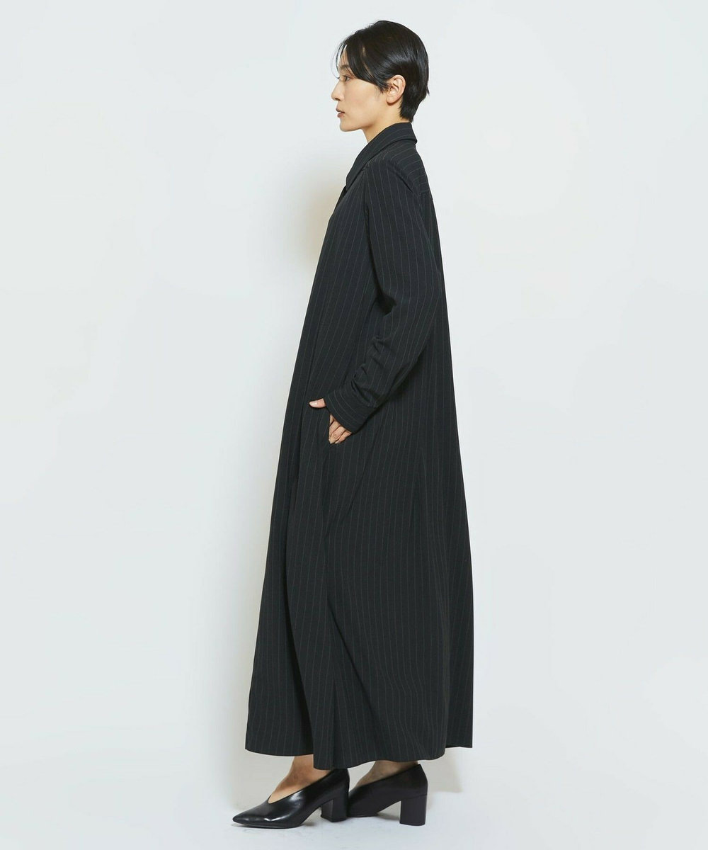 MOGA Collection MOGA Collection ストライプアシンメトリープリーツワンピース ブラック