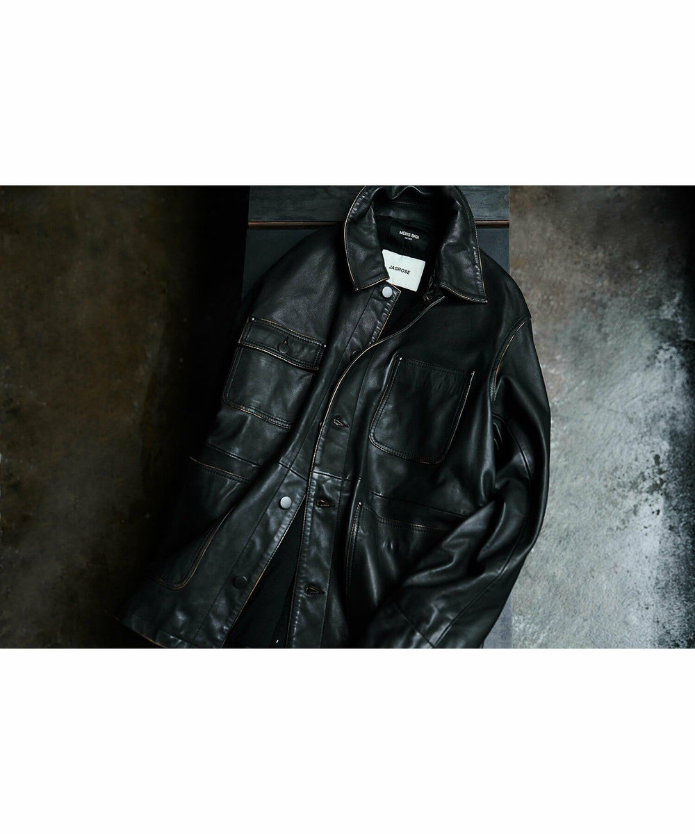 MEN'S BIGI 【JAGROSE/ジャグロース】別注ラムレザーカバーオール ブラック