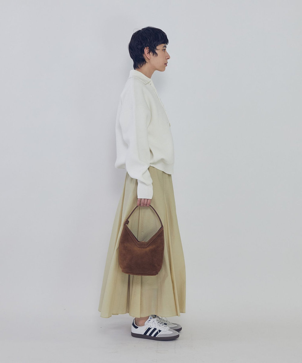 1er Arrondissement レースアップポロニットプルオーバー オフホワイト