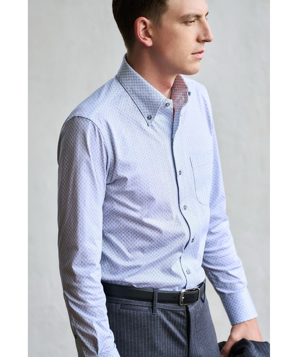 MEN'S BIGI 【ACTIVE TAILOR】プリントジャージドレスシャツ ネイビー