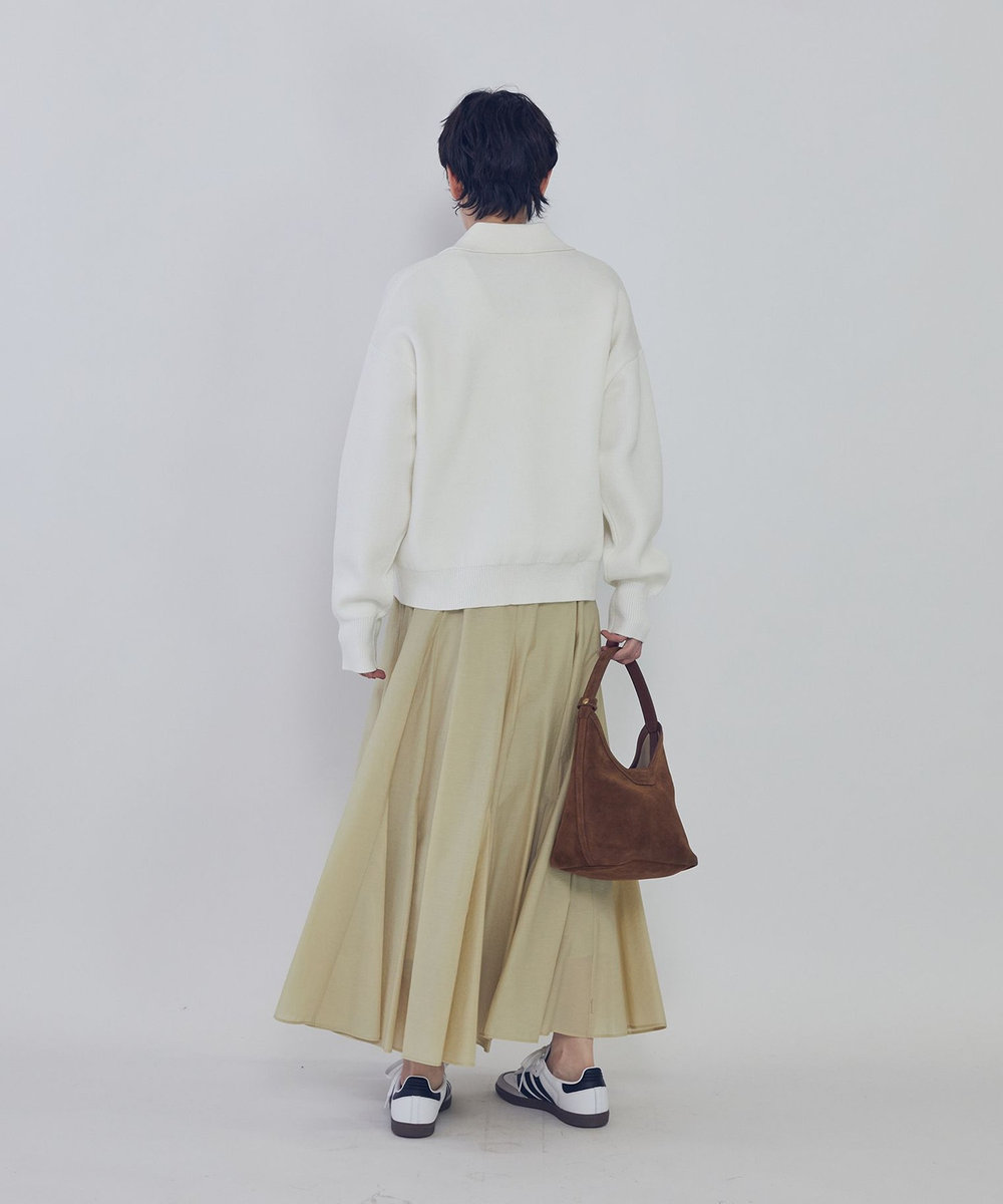 1er Arrondissement レースアップポロニットプルオーバー オフホワイト