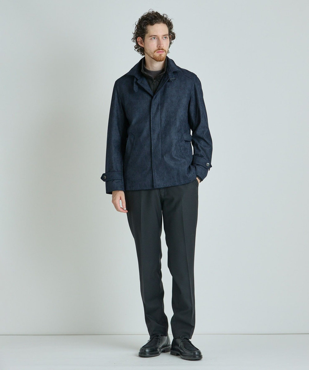 MEN'S BIGI ヘリンボーンプリント スタンドカラーブルゾン＜ストレッチ＞ ネイビー