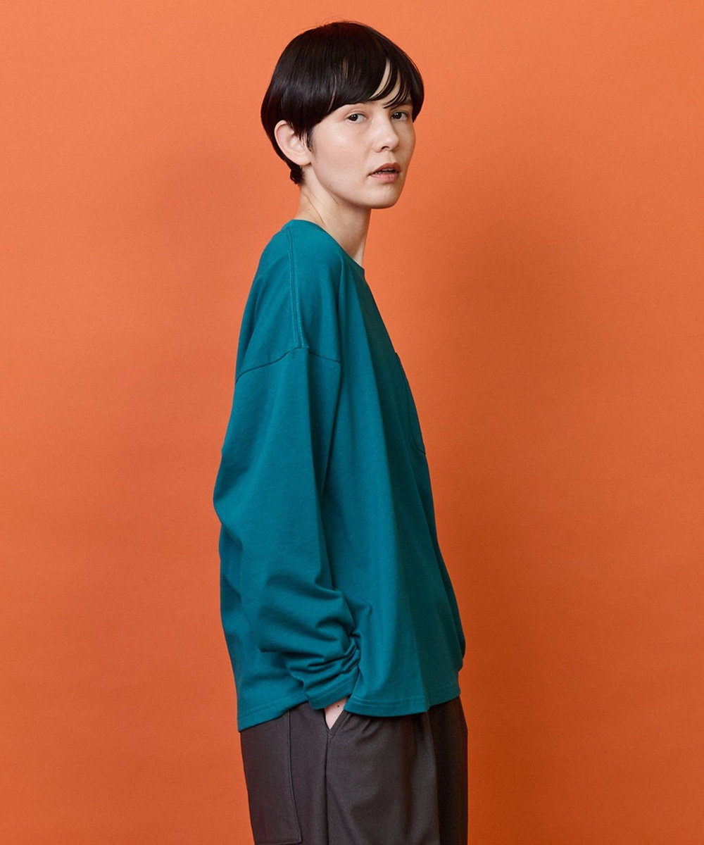 FRAPBOIS フラワーポケットロングTシャツ エメラルド