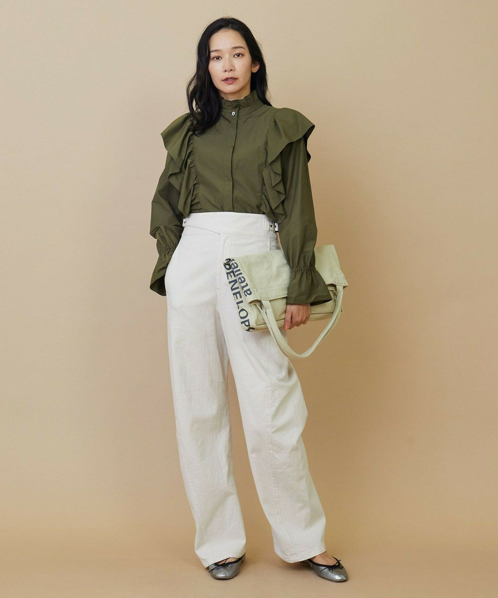 L'EQUIPE 【YOSHIKO KRIS-WEBB×L’EQUIPE】グログランタッサーブラウス カーキ