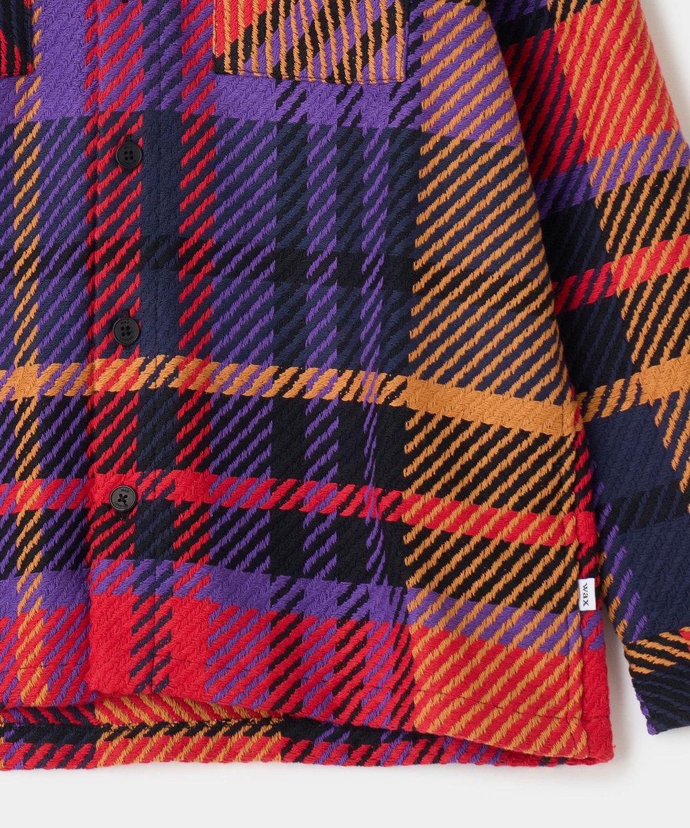 MEN'S BIGI wax london Whiting Purple And Red Bold Check Overshirt パープル