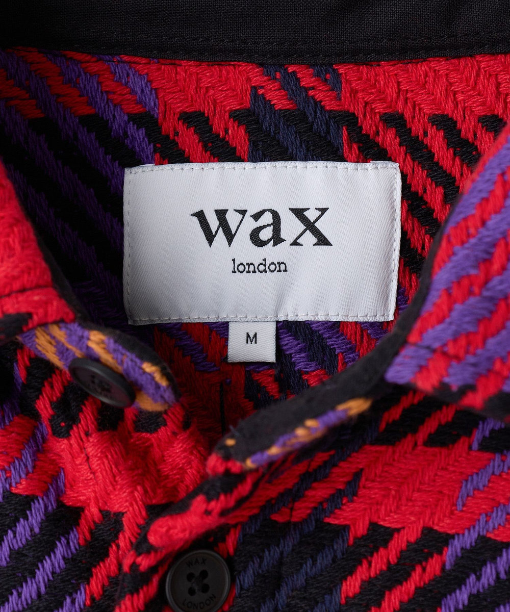 MEN'S BIGI wax london Whiting Purple And Red Bold Check Overshirt パープル