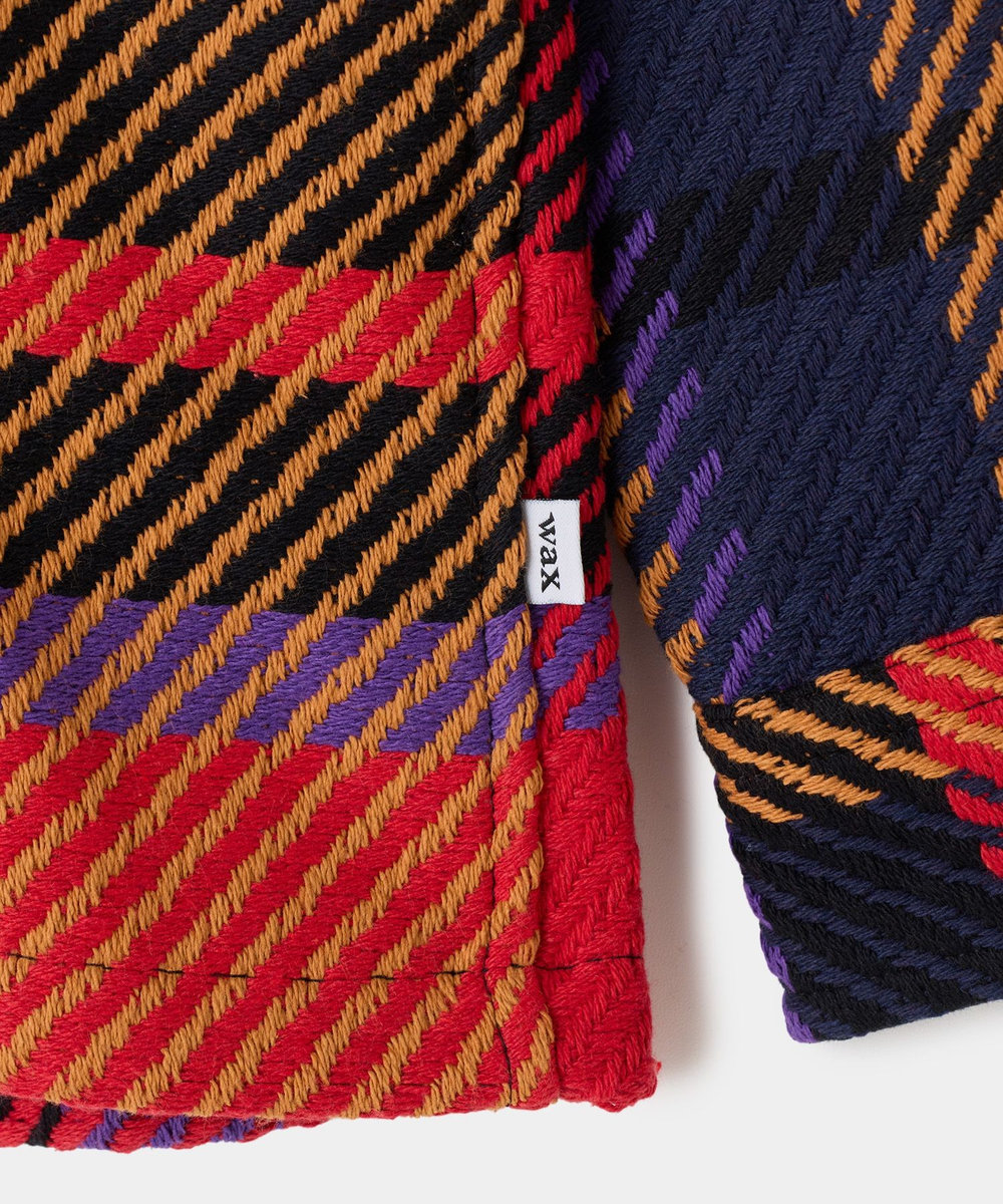 MEN'S BIGI wax london Whiting Purple And Red Bold Check Overshirt パープル