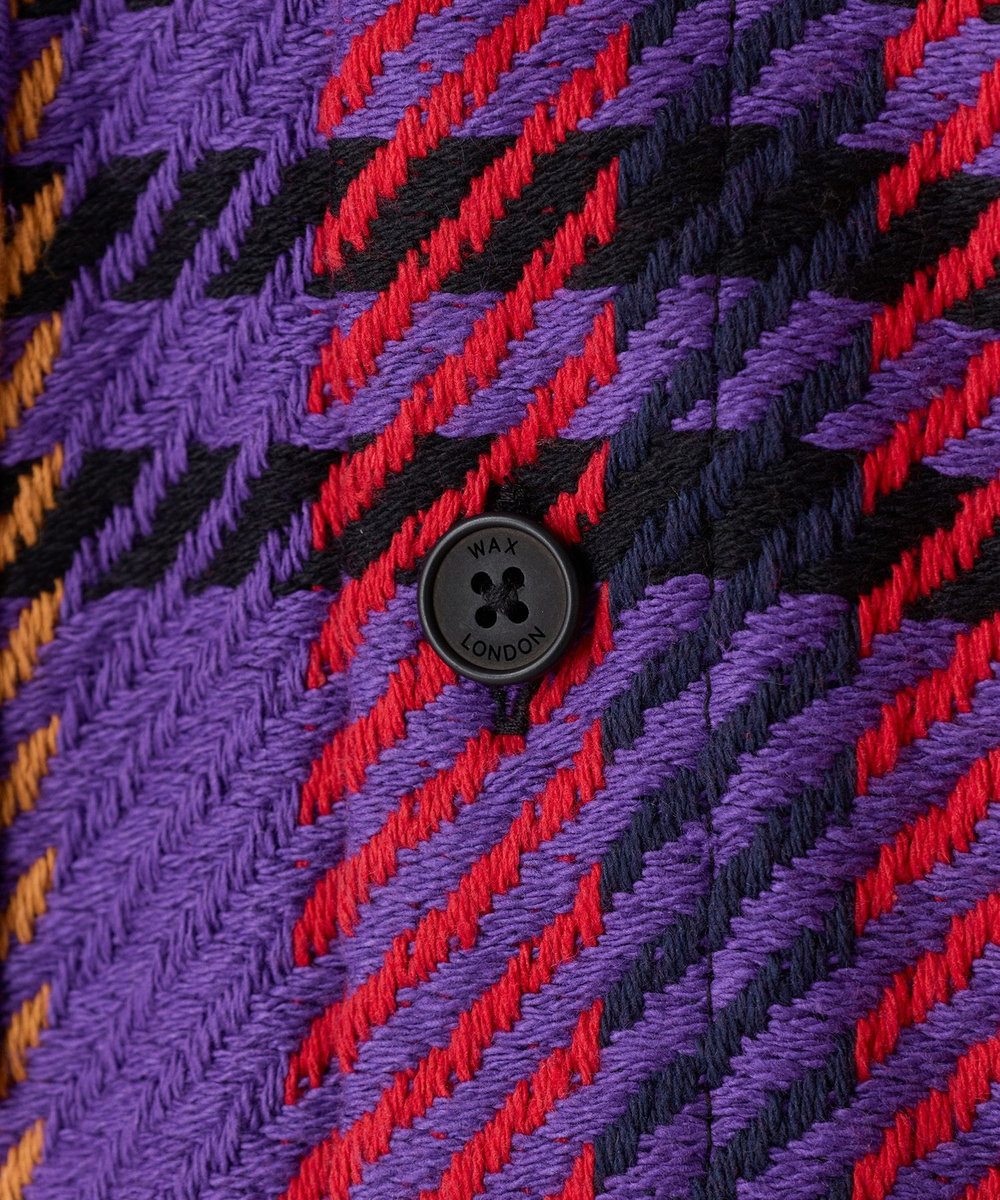 MEN'S BIGI wax london Whiting Purple And Red Bold Check Overshirt パープル