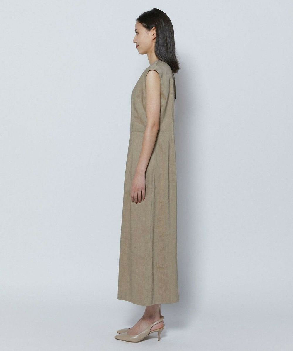 L'EQUIPE COUTURIER ファインリネンクロスワンピース モカ