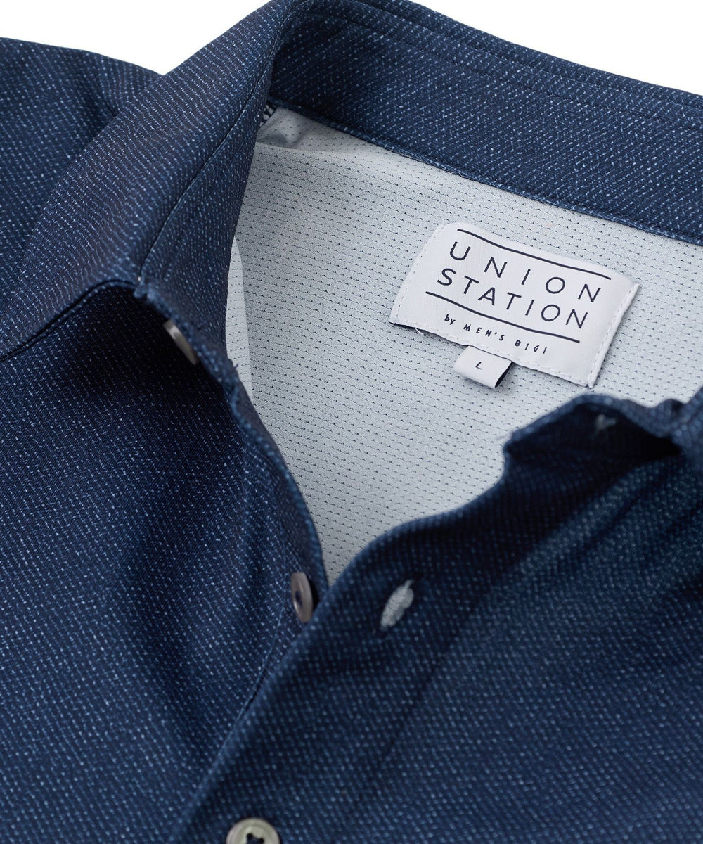 UNION STATION ドットメッシュプリントポロシャツ＜ストレッチ・軽量・ハンドウォッシャブル・通気性＞ ネイビー