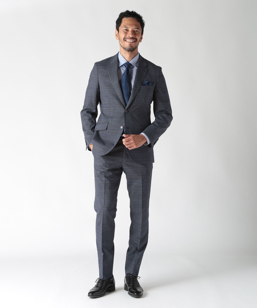 MEN'S BIGI ジオメトリック柄チーフ ネイビー