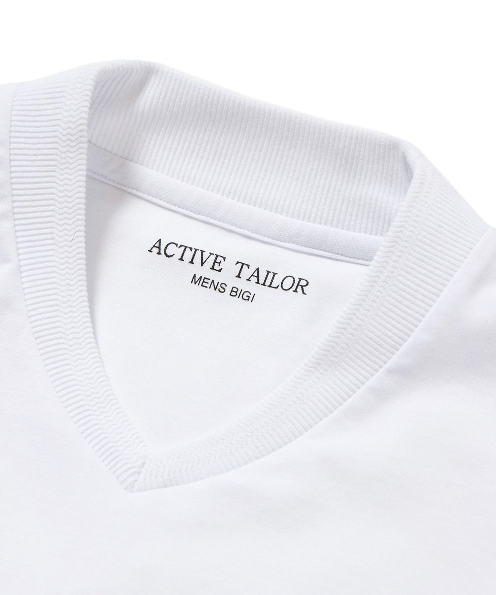 MEN'S BIGI 【ACTIVE TAILOR】シルケットスムースVネックロングTシャツ ホワイト