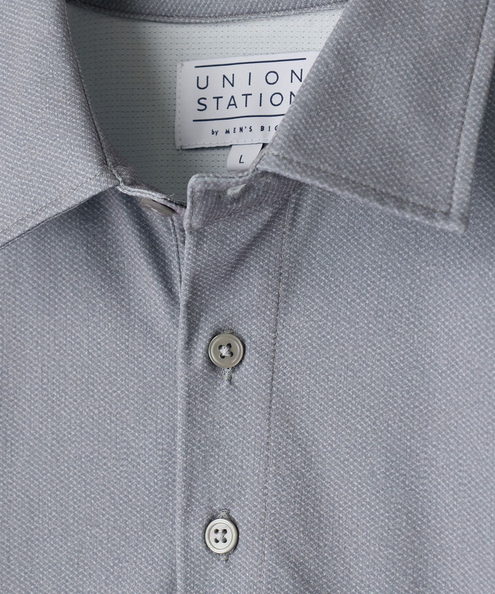 UNION STATION ドットメッシュプリントポロシャツ＜ストレッチ・軽量・ハンドウォッシャブル・通気性＞ ライトグレー