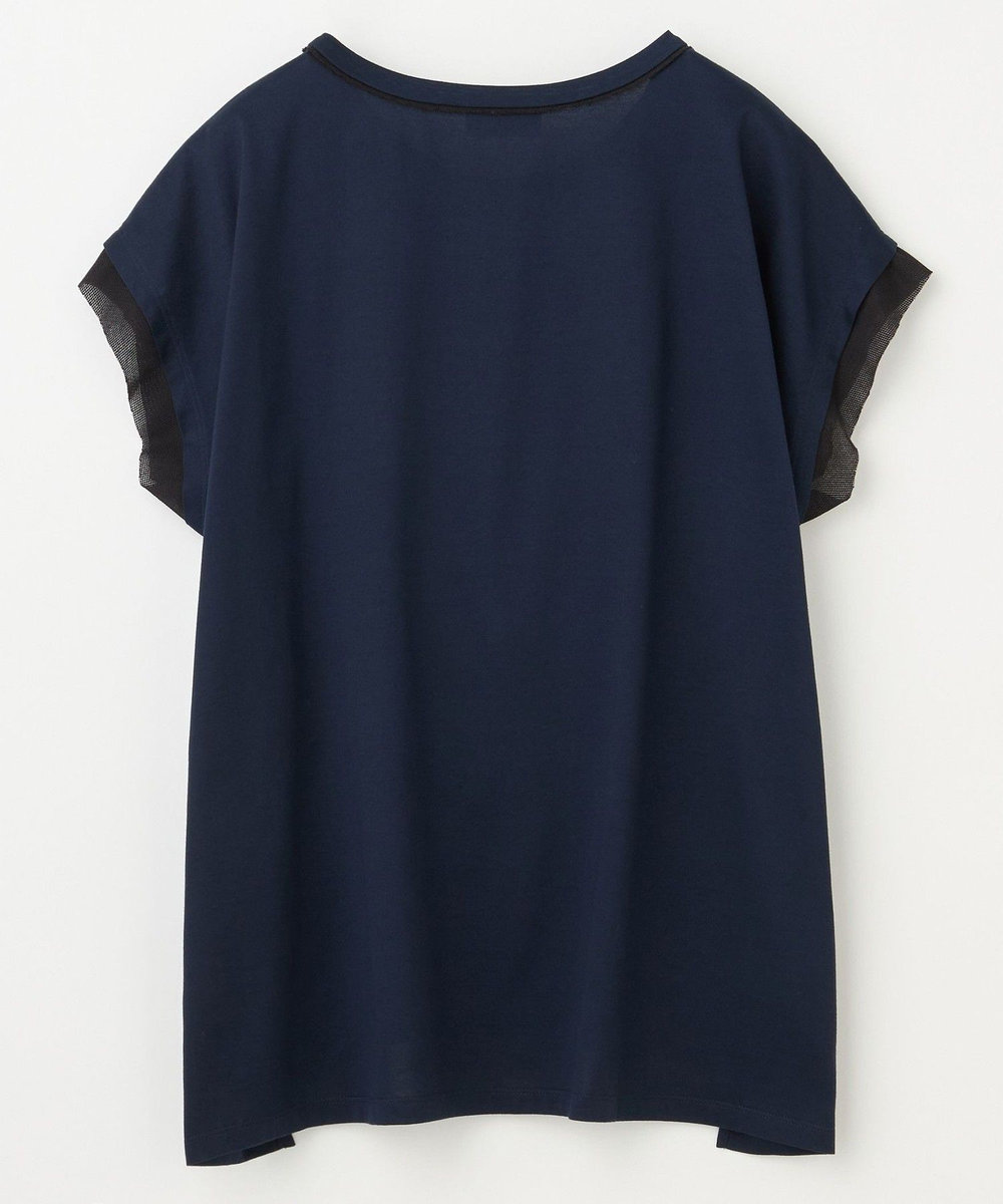 MOGA 60/2天竺メッシュレイヤードクルーネックTシャツ ネイビー