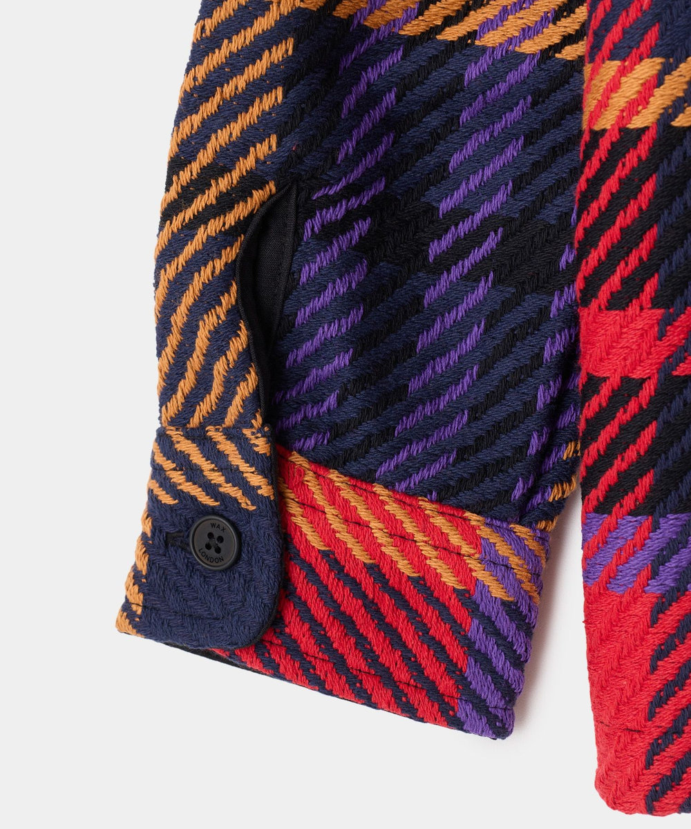 MEN'S BIGI wax london Whiting Purple And Red Bold Check Overshirt パープル
