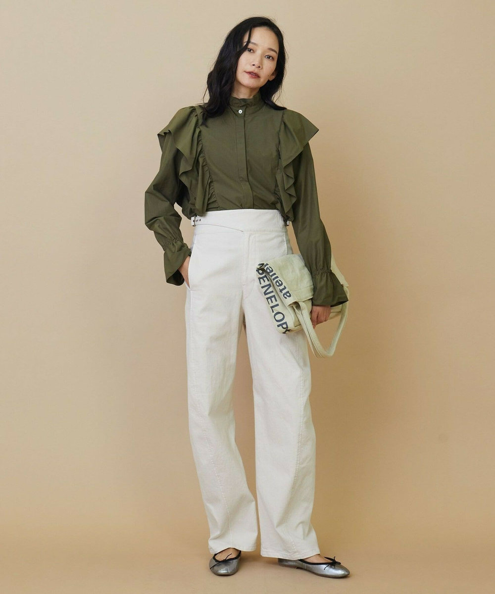 L'EQUIPE 【YOSHIKO KRIS-WEBB×L’EQUIPE】グログランタッサーブラウス カーキ