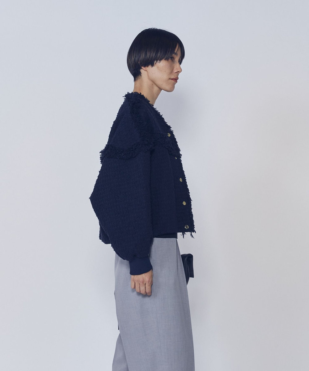 1er Arrondissement リングツイードブルゾン ネイビー