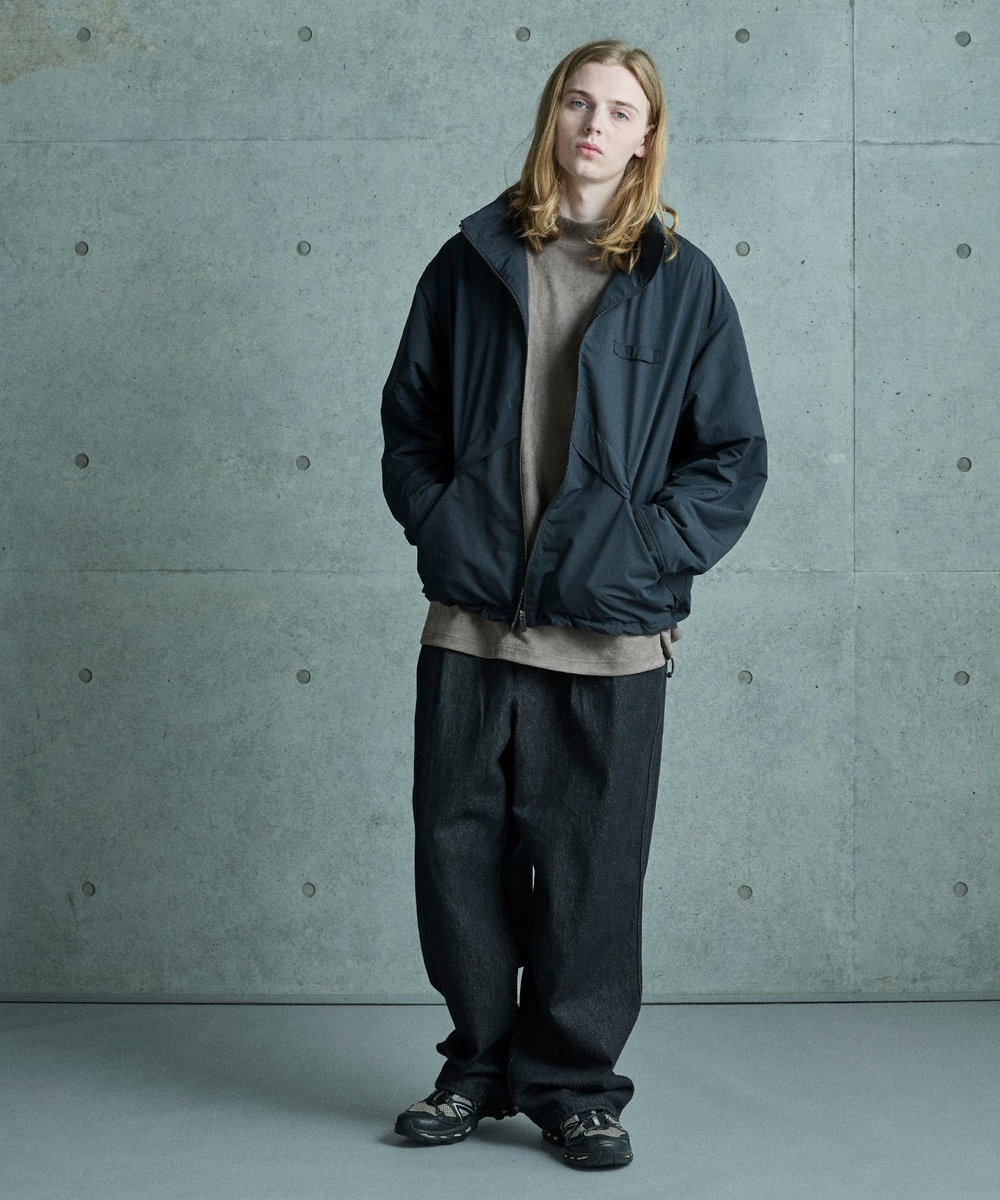 MEN'S BIGI リップストップ スタンドカラーブルゾン ブラック