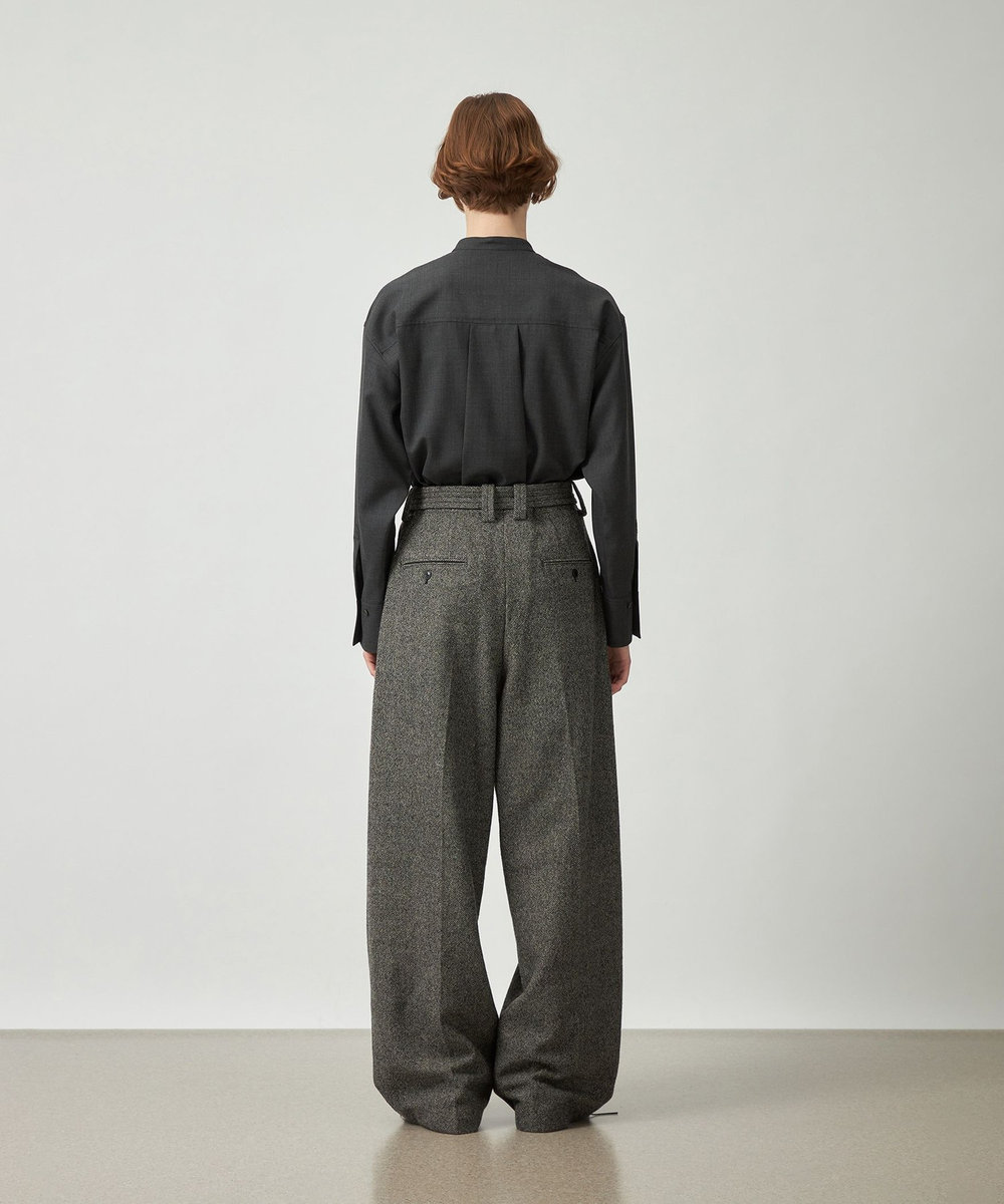 DÉPAREILLÉ WOOL SLUB BELTED PANTS / ウールスラブベルテッドパンツ グレー