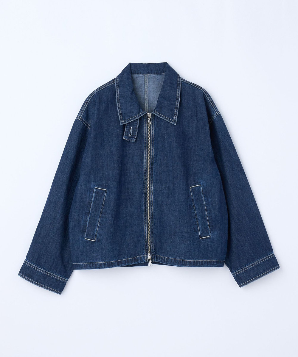 feerique Lサイズ（大きいサイズ） 【大きいサイズ】feerique カラーデニムジップブルゾン インディゴブルー