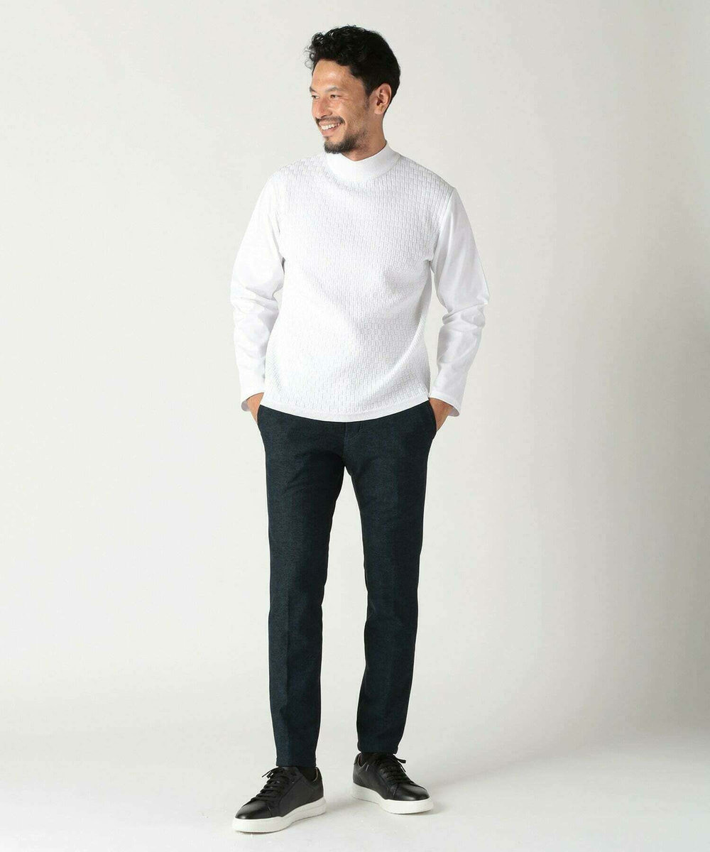 MEN'S BIGI 【ACTIVE TAILOR/アクティブテイラー】ヒートパフォーマーツイード調プリントスラックスパンツ ネイビー
