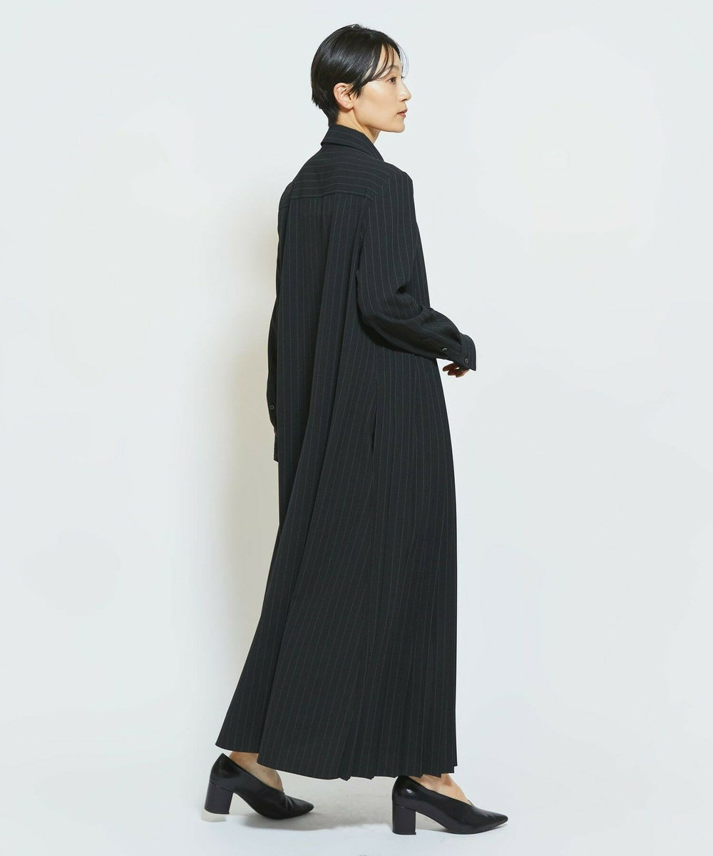 MOGA Collection MOGA Collection ストライプアシンメトリープリーツワンピース ブラック