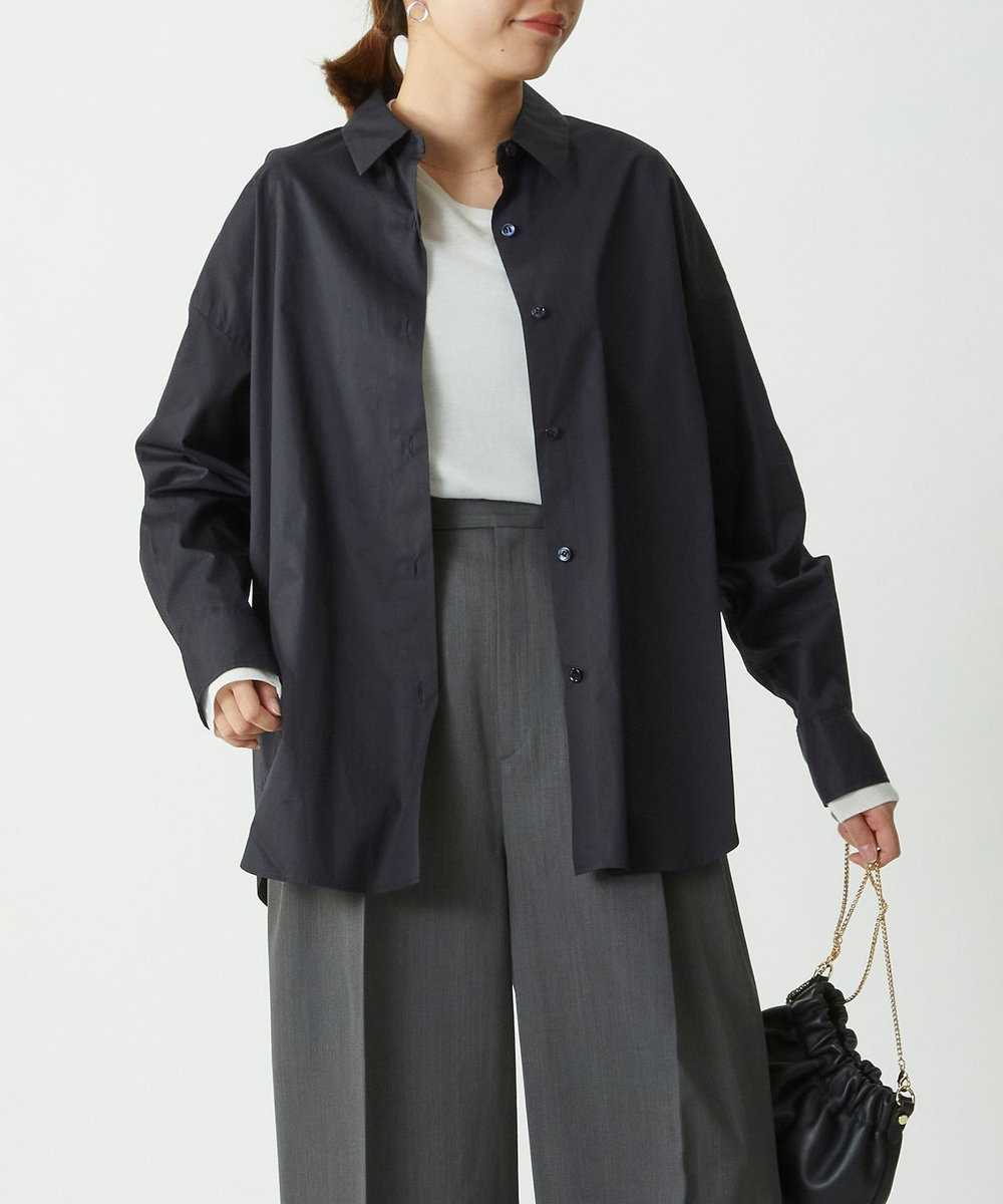 1er Arrondissement ハイポリコットンシャツ ダークネイビー