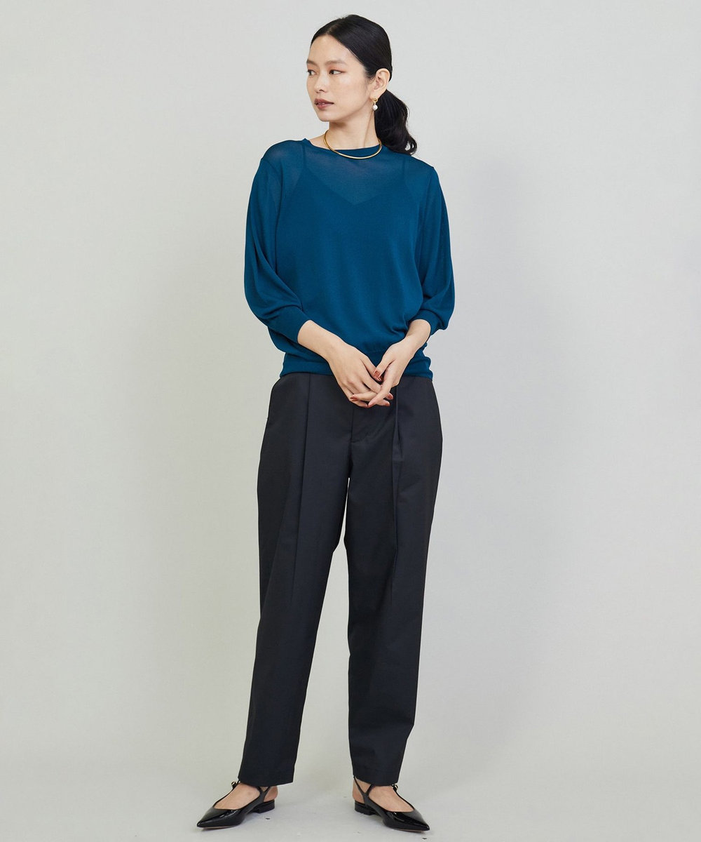 1er Arrondissement コットンポリテーパードパンツ ブラック