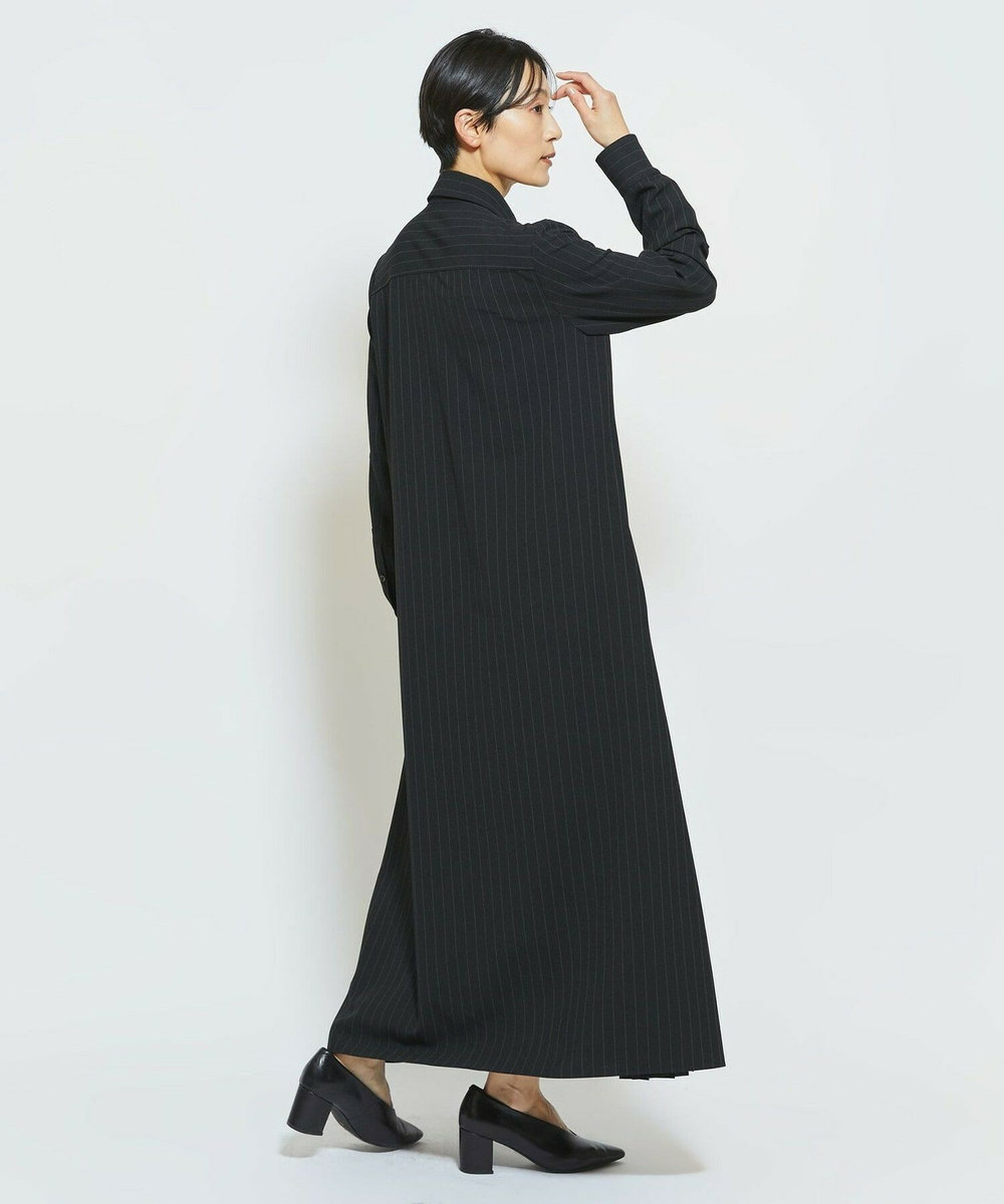 MOGA Collection MOGA Collection ストライプアシンメトリープリーツワンピース ブラック