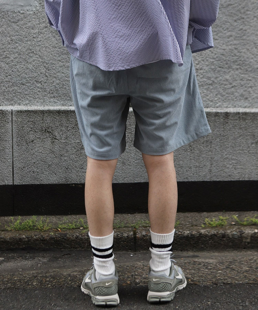 MEN'S BIGI サマーコーデュロイワイドハーフパンツ サックスブルー