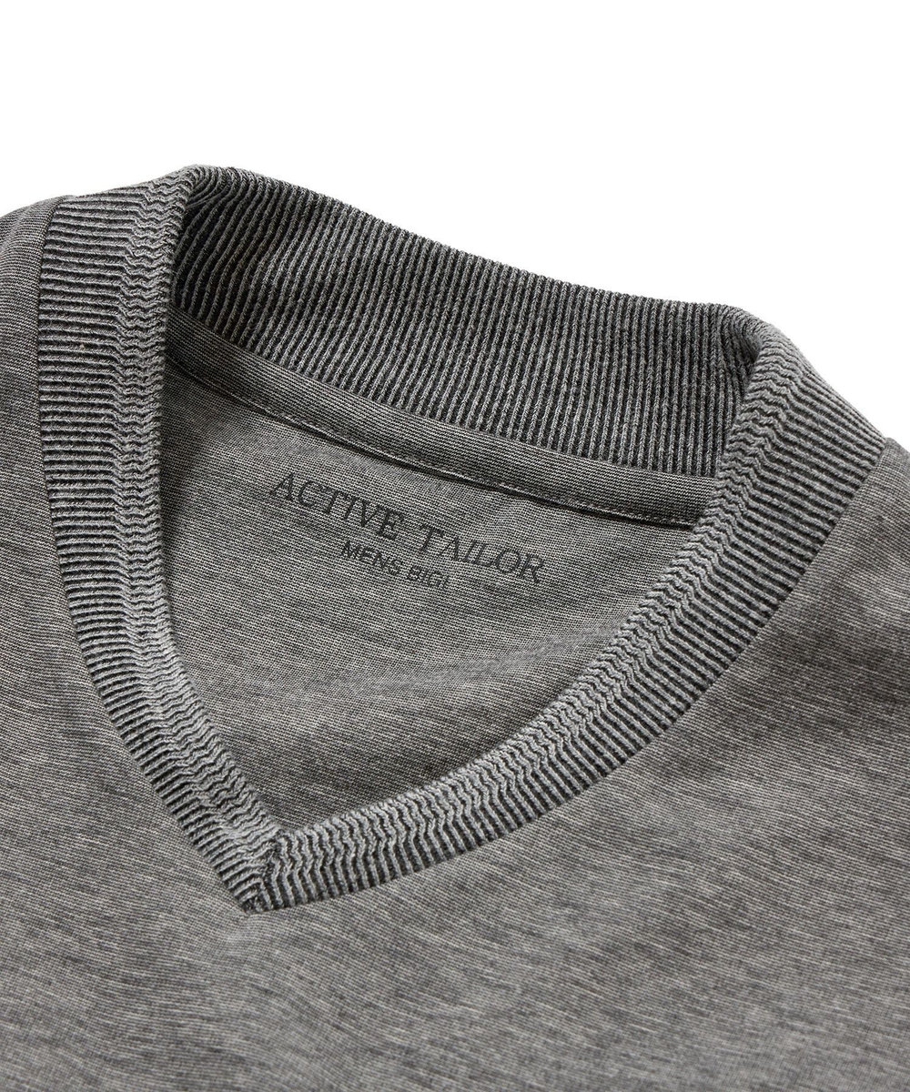 MEN'S BIGI 【ACTIVE TAILOR】シルケットスムースVネックロングTシャツ グレー