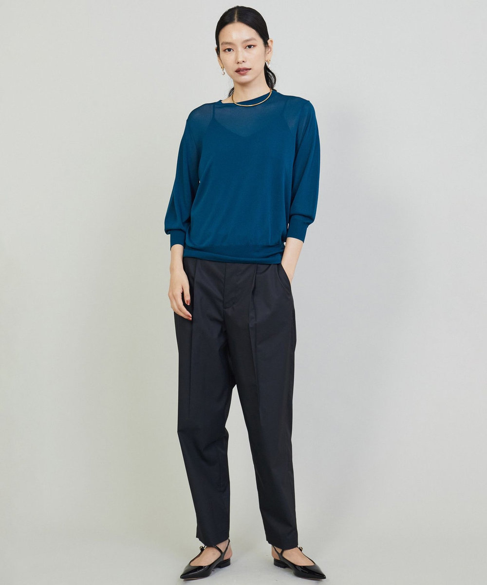 1er Arrondissement コットンポリテーパードパンツ ブラック