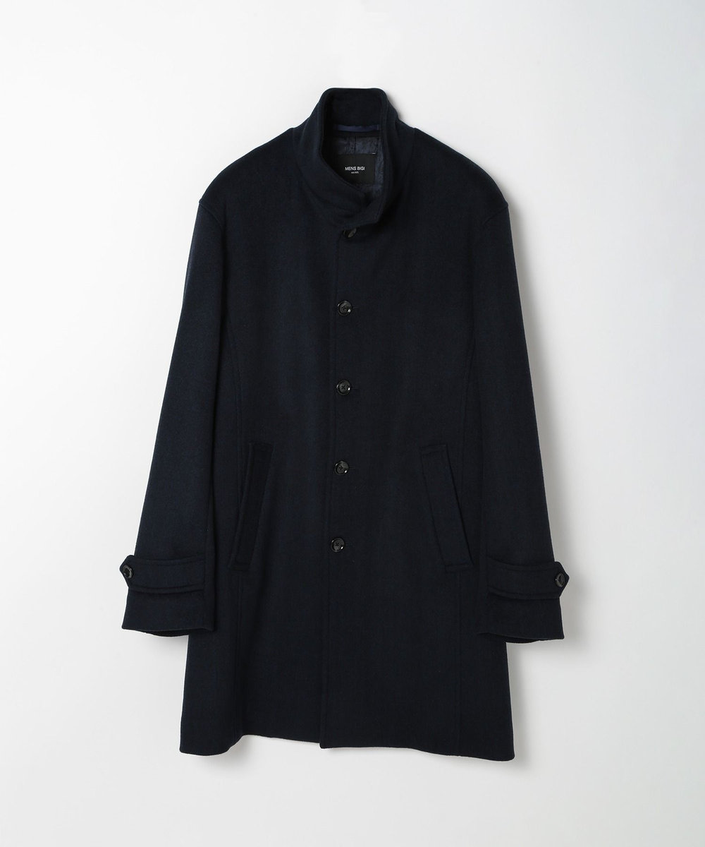 MEN'S BIGI スーパー140ウールビーバーヘリンボーンコート ネイビー