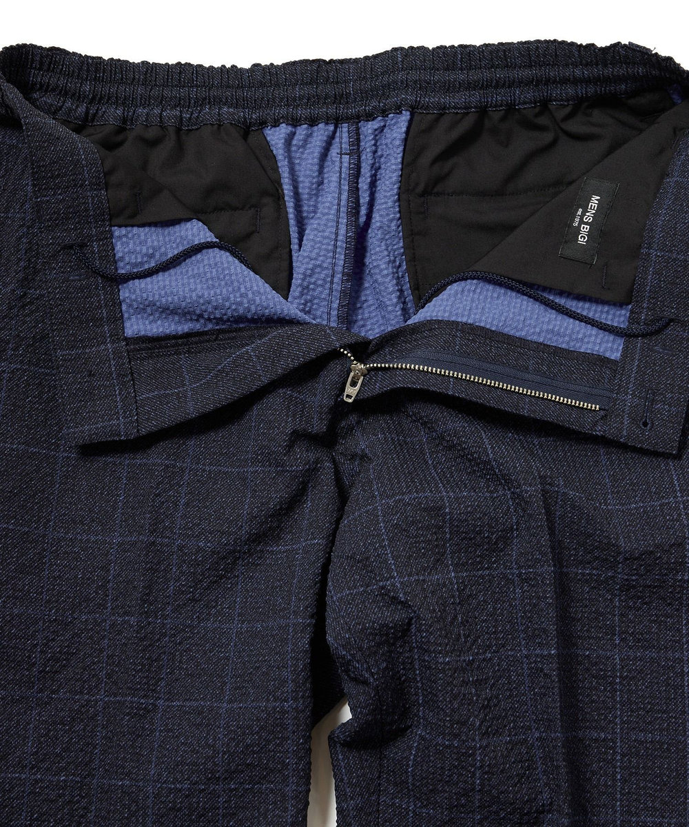MEN'S BIGI 【ACTIVE TAILOR】3Dサッカープリントイージーパンツ<セットアップ対応> ネイビー