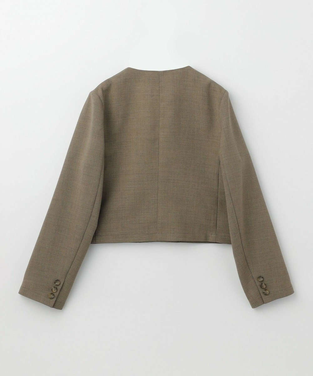 feerique 麻調メッシュノーカラーショートジャケット ベージュ