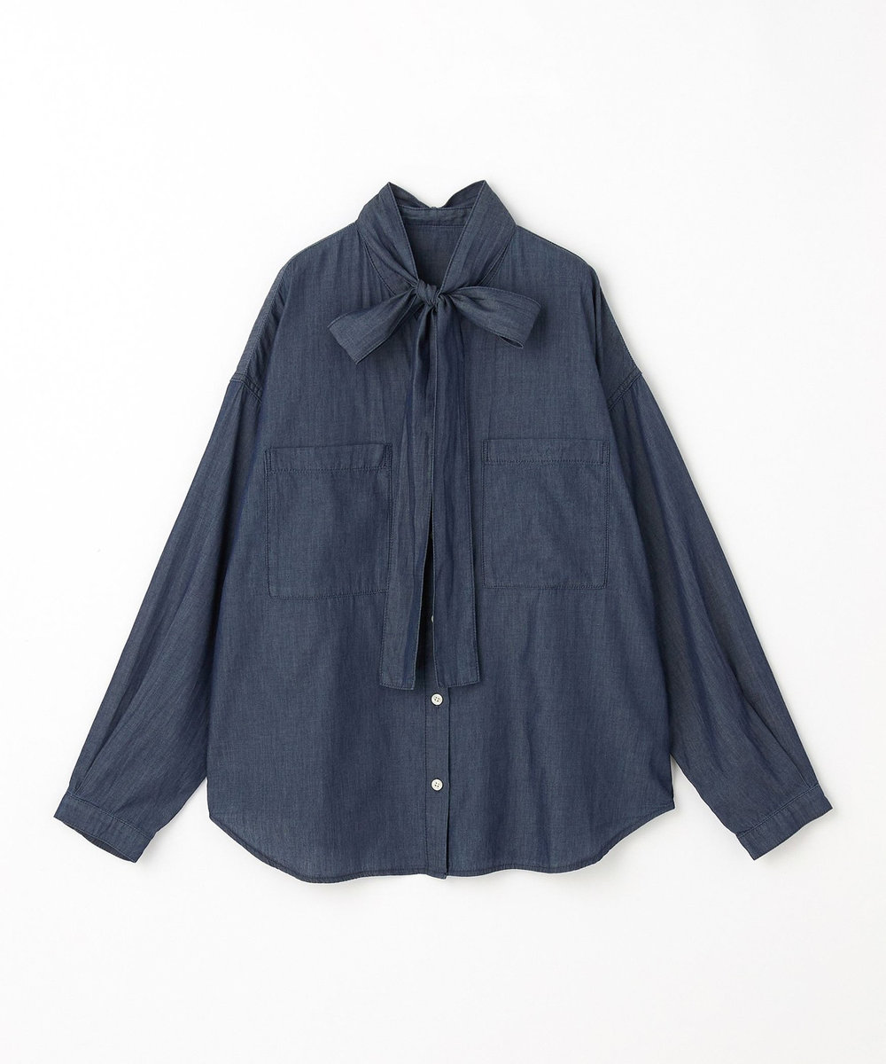 feerique feerique 3OZデニムボウタイブラウス ブルー