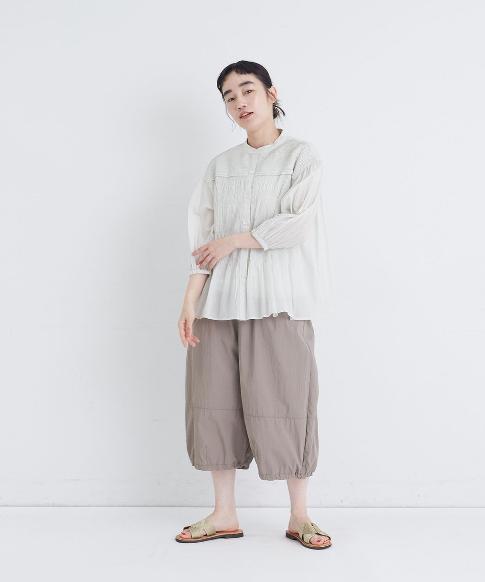 congés payés ADIEU TRISTESSE 【FAVE】インドコットンシャーリングブラウス ライトグレー