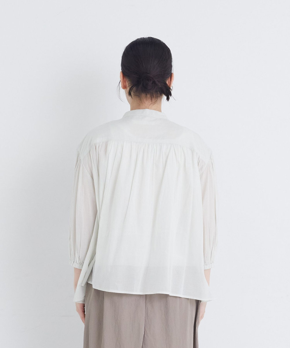 congés payés ADIEU TRISTESSE 【FAVE】インドコットンシャーリングブラウス ライトグレー