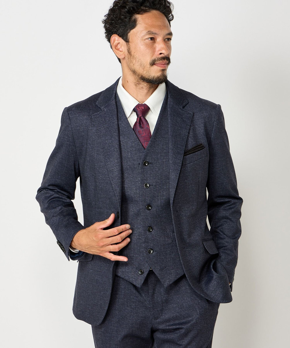 MEN'S BIGI 【ACTIVE TAILOR】エクストラTRジャージプリントテーラードジャケット＜セットアップ・スリーピース対応＞ ネイビー