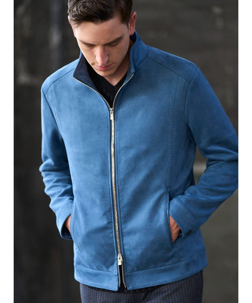 MEN'S BIGI フェイクスエードダンボールブルゾン ブルー