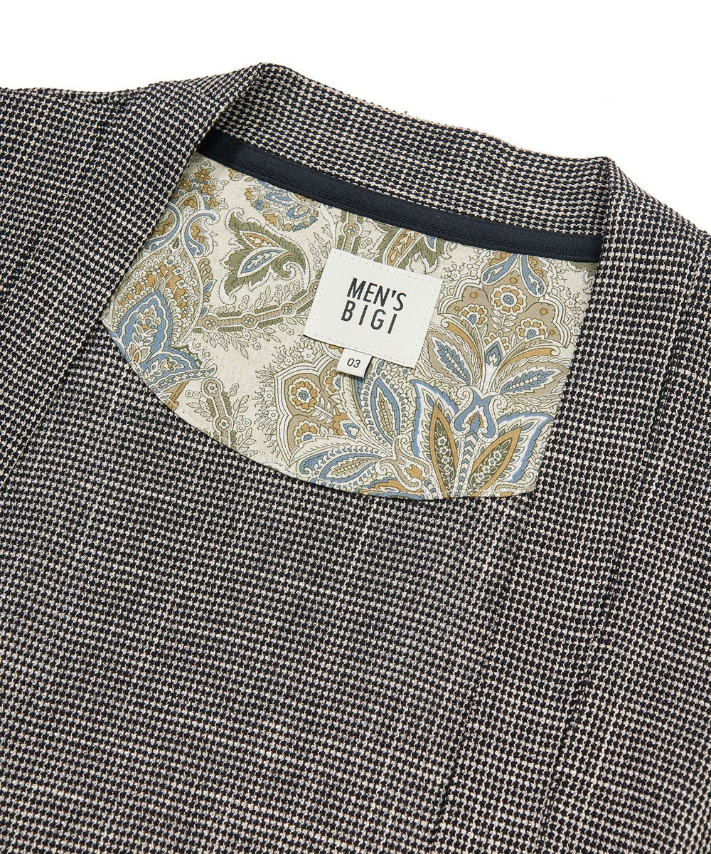 MEN'S BIGI トリッカーカラミ ノーカラーカーディガン ブラック