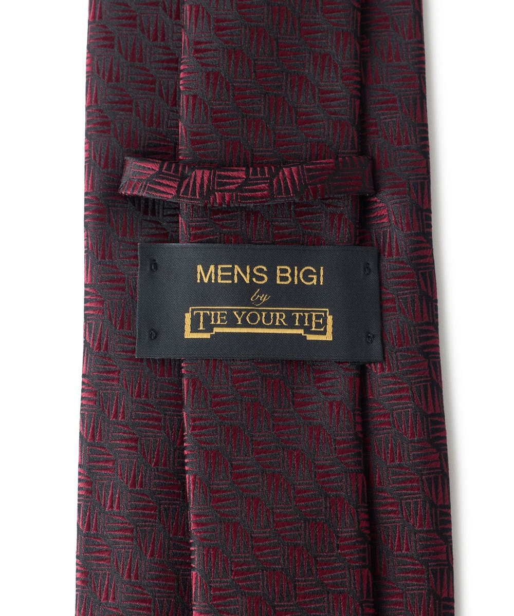 MEN'S BIGI 【TIE YOUR TIE /タイユアタイ】ジオメトリック柄ネクタイ ボルドー