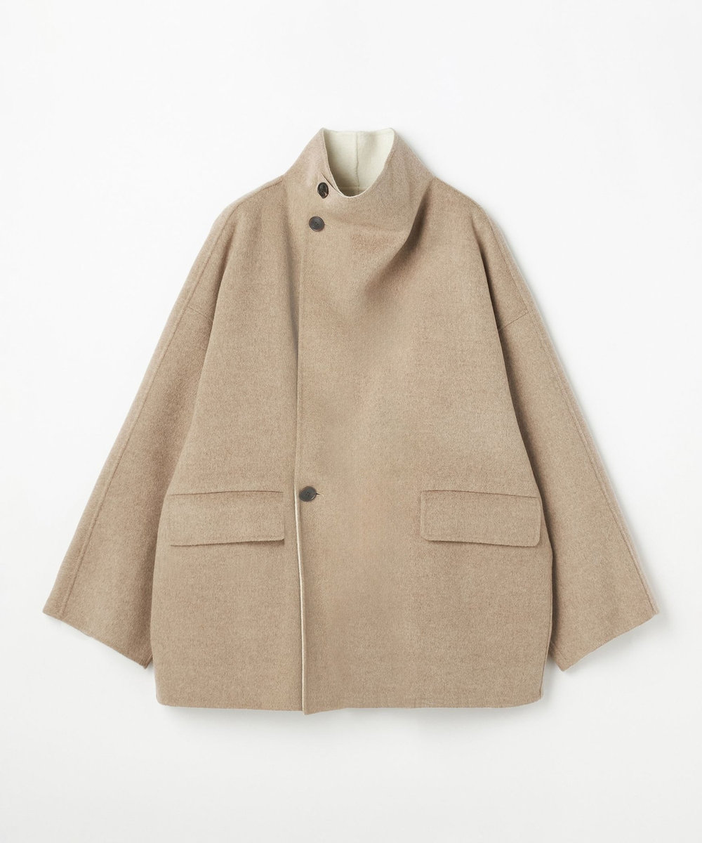 DÉPAREILLÉ DOUBLE FACE BEAVER STAND COLLAR COAT / ダブルフェイスビーバースタンドカラーコート ベージュ