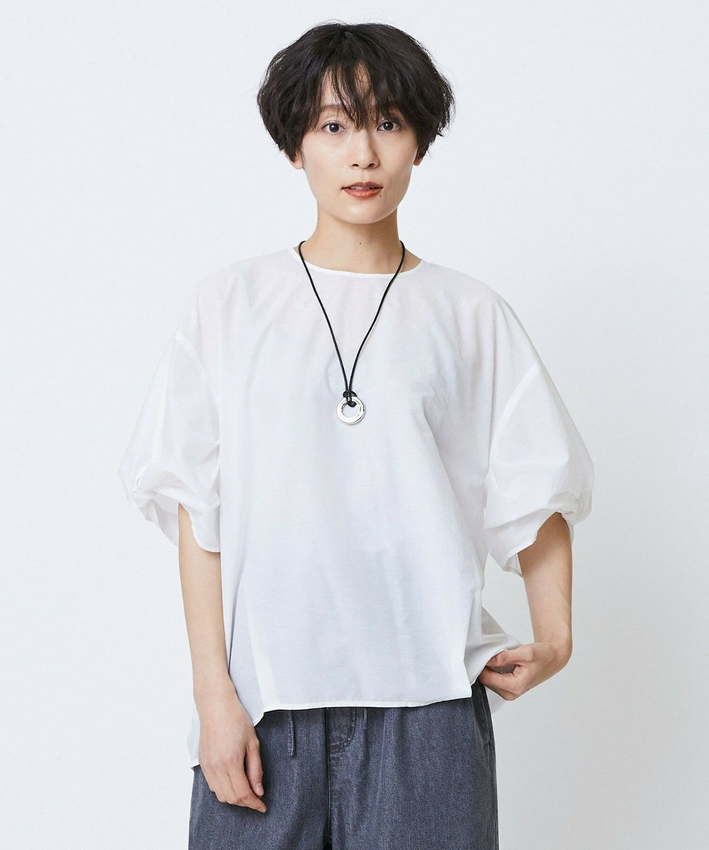 feerique feerique　ナイロンコットンタフタコクーンシルエットブラウス ホワイト