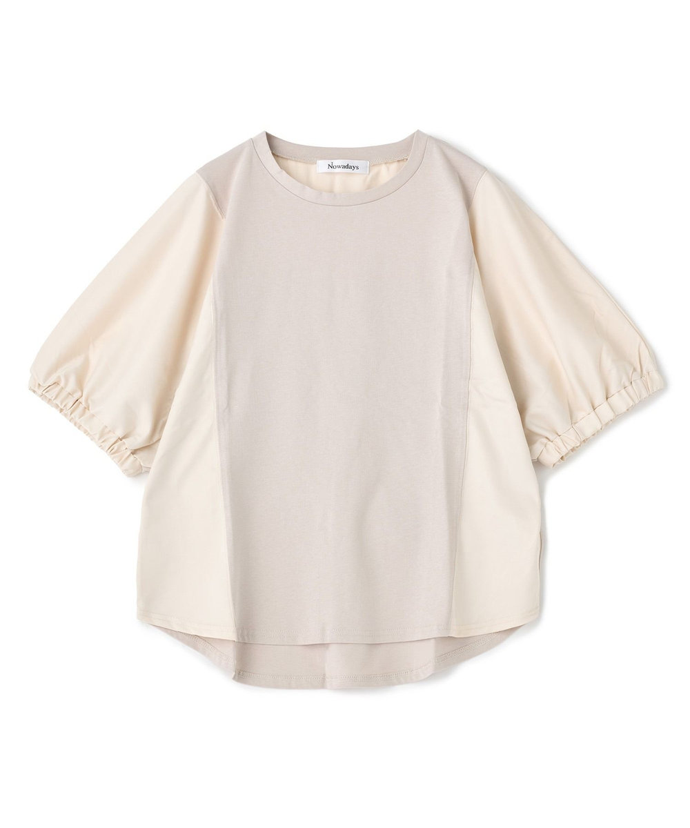 NOWADAYS 布帛ドッキングドルマンTシャツ ベージュ