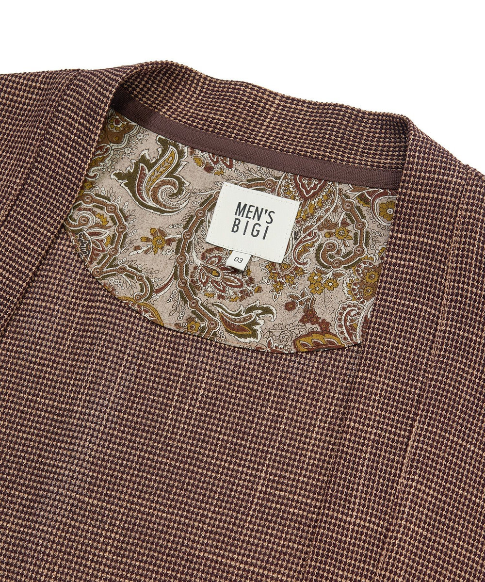 MEN'S BIGI トリッカーカラミ ノーカラーカーディガン ブラウン系その他